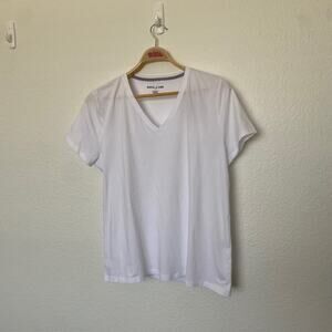 Nautica Jeans Tee Shirt V-Neck White‎ Short Sleeve Cotton/Elastane Women XXL NWT